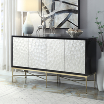 American light luxury dining side cabinet postmodern multi-functional entrance cabinet Solid wood stainless steel shell furniture model room decoration