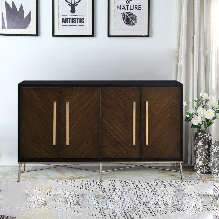 American light and luxurious closing cabinet solid wood stainless steel dining cabinet rear modern minimalist living-room storage containing cabinet decorated cabinet