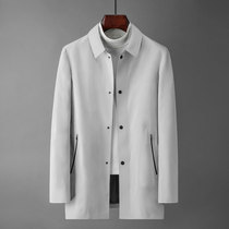 Spring New Business Casual Wind Clothing Fashion Anti-Crease Waterproof Fabric Press Gel Flap Collar Medium Long Windsuit Jacket Man