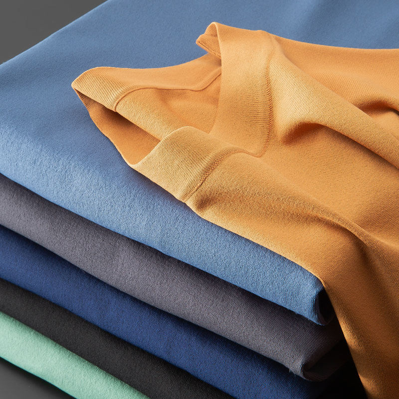 Autumn and winter new custom spinning knitted elastic long-sleeved T-shirt men's fashion and comfortable round neck solid color casual underwear