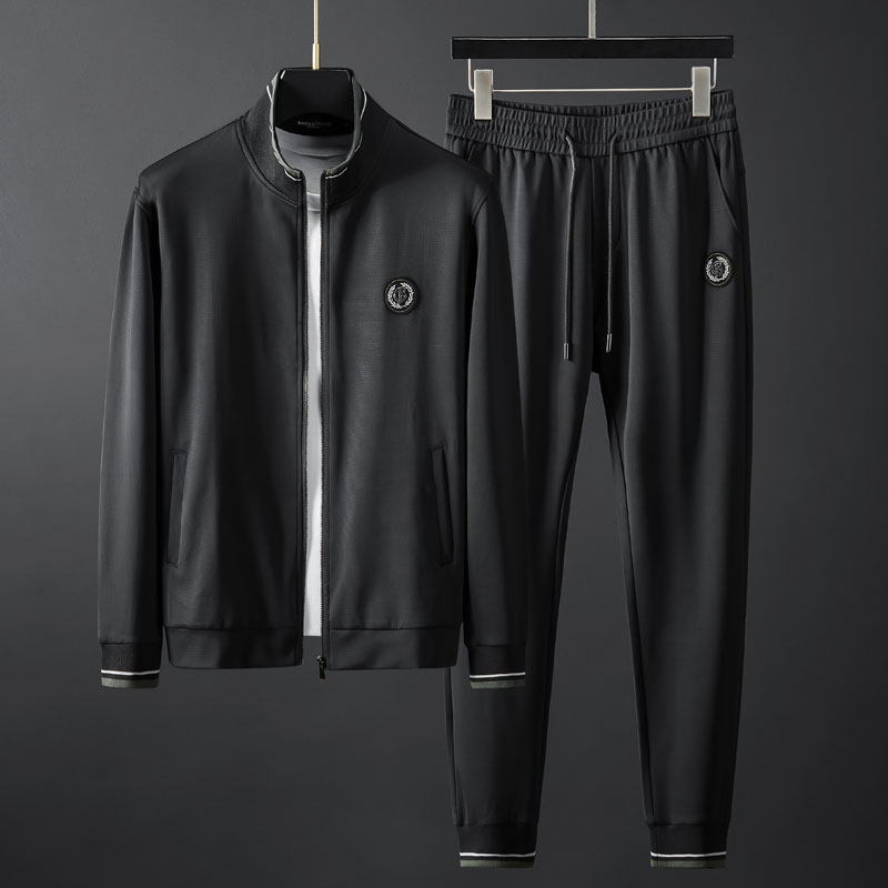 Spring Autumn New Elastic Sports Casual Suit Men's Comfort Texture Fabric High-quality Stand-up Collar Repair Suit