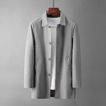 Spring new pressure rubber windweaters Mens minimalist Business Leisure Body Waterproof Flap in long style Windsuit Slim Coat