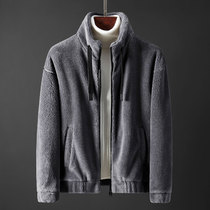 Winter new high-end pellet wool jacket mens fashion comfortable stand collar thick warm woolen jacket