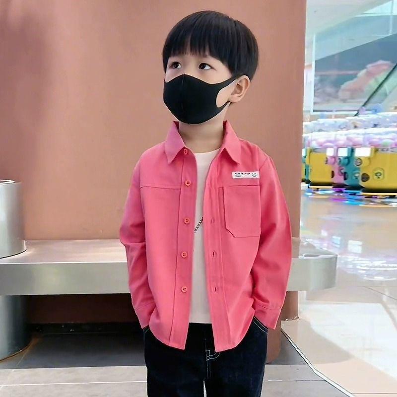 Children's Clothing Boys' Polo Collar Long-Sleeved Shirt Stylish Spring and Autumn New Style Baby Boy's Lapel Handsome Pink Jacket Trendy