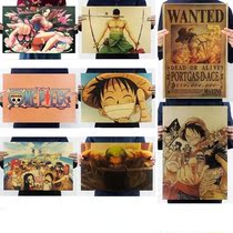 One Piece Anime Shanks and Luffy Seven Martial Sea Wanted Kraft Paper Poster Bounty Order Wall Sticker y80