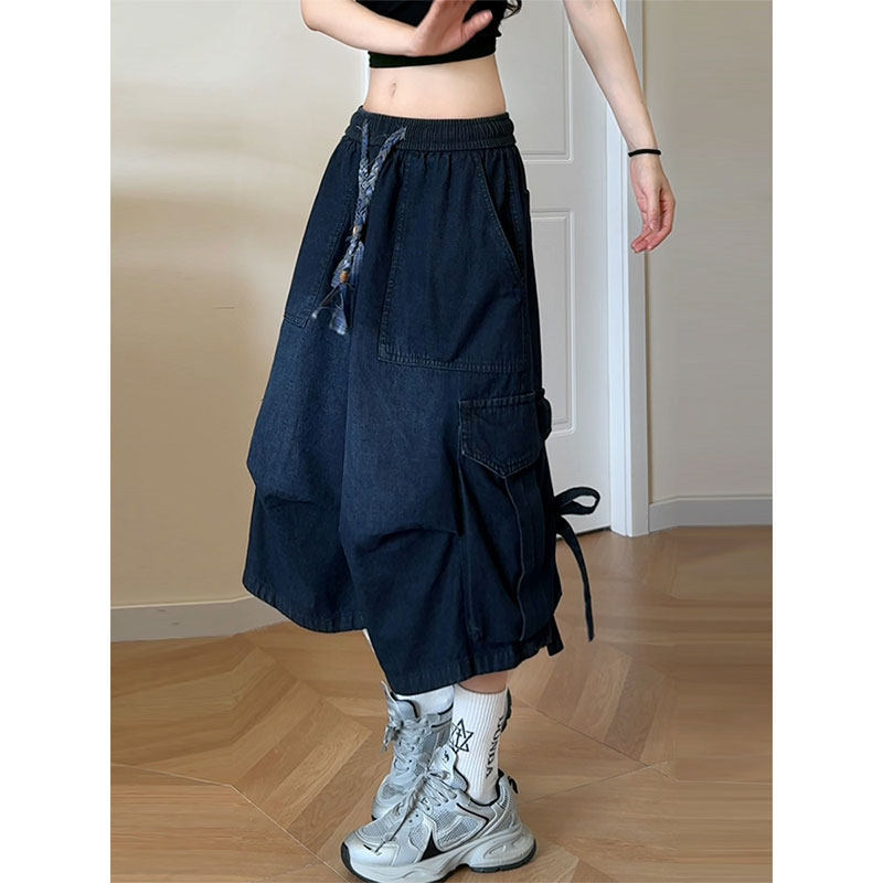 Summer Plus-Size Denim Shorts for Men and Women 150kg Niche Design Unique Workwear Capri Pants Loose Casual Pants