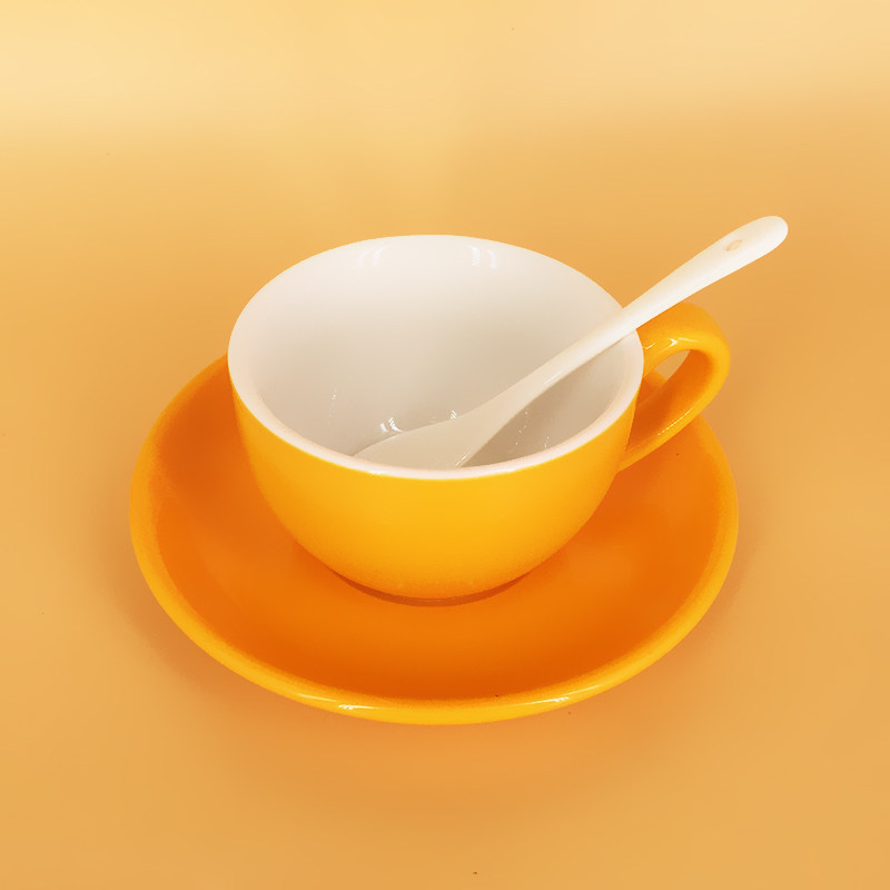 European-style ceramic coffee cup set pull flower cup cappuccino cup black tea cup saucer latte cup simple 220ml