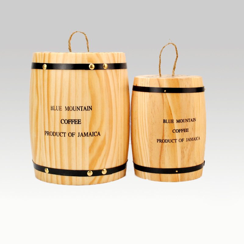 Fragrant Wood Barrel Coffee Barrel Coffee Bean Coffee Bean Storage Barrel Oak Barrel Wood Sealed Jar Decorated Wood Barrel Half Pound