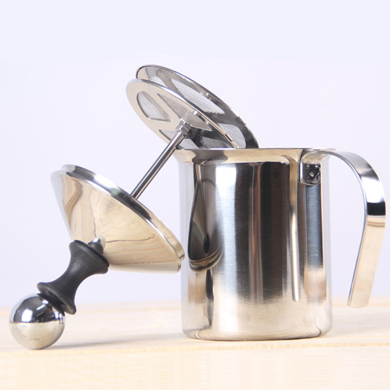 Milk frozer Manual double layer of miller milk frothing Thickened Stainless Steel Fancy Coffee Milk Bubble