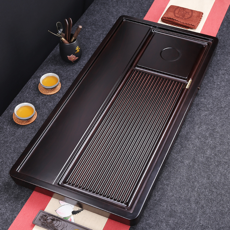 Whole ebony tea tray Solid wood log tea table large rectangular household simple bakelite tea sea Kung Fu tea set