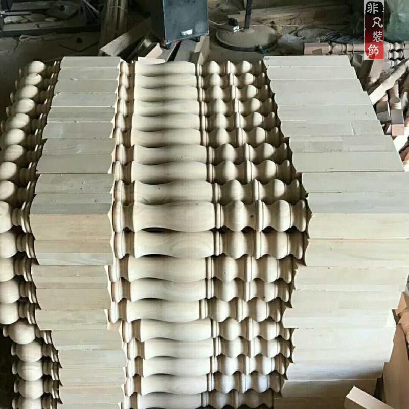Solid Wood Stairway Armrest Column General Post Custom Balcony Floating Window Guardrail Villa Railing Duplex Stairway