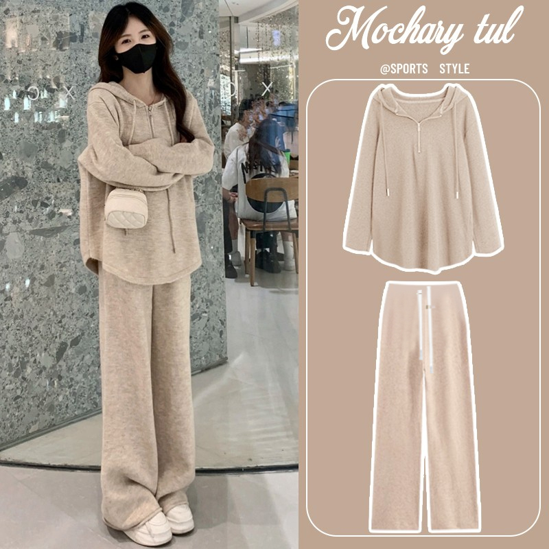 Maternity Wear Spring and Autumn Suit Sweater Fashionable Casual Two-Piece Set Stylish Trendy Top and Bottom Spring Loose Lazy Style for Women