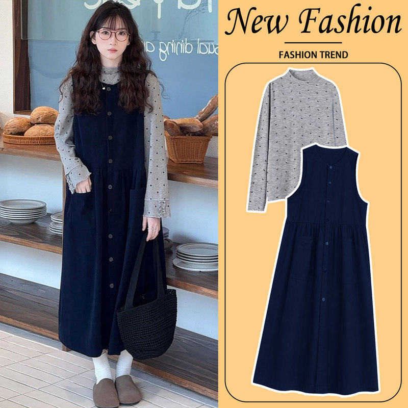 Maternity Dress 2026 New Autumn Corduroy Vest Dress Set Plus Size Long Style French Style Outfit for Pregnant Women Maternity Dress 2026 New Autumn Corduroy Vest Dress Set Plus Size Long Style French Style Outfit for Pregnant Women
