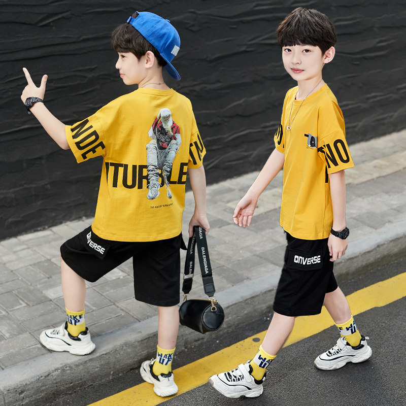 next jazz boy suit 2021 new summer dress Western style net red fashion big boy boy sports short sleeves