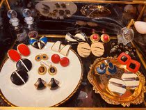 (Millionaire Bean) Vintage Earrings American Enamel Vintage Antique Antique Ear Clip European (16)