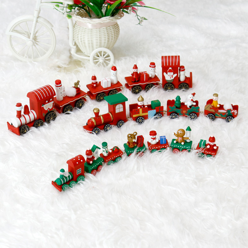 Christmas gift wooden little train Christmas gift children's toys Christmas decoration window table top knick-knacks