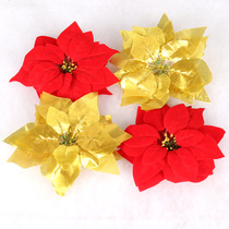 Christmas flowers Christmas decorations flocking cloth gold decorative flowers red flowers Christmas tree rattan garland hanging ornament flowers