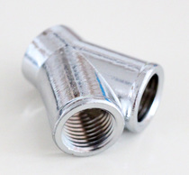 G14 thread 2 sub-threaded Y type tee water cooled with elbow brass plated chrome