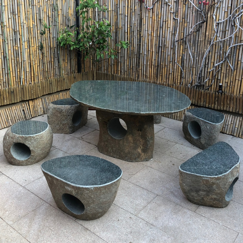 Stone table stone stool cobblestone head table chair stool natural stone outdoor courtyard square park stone carving ornaments decoration