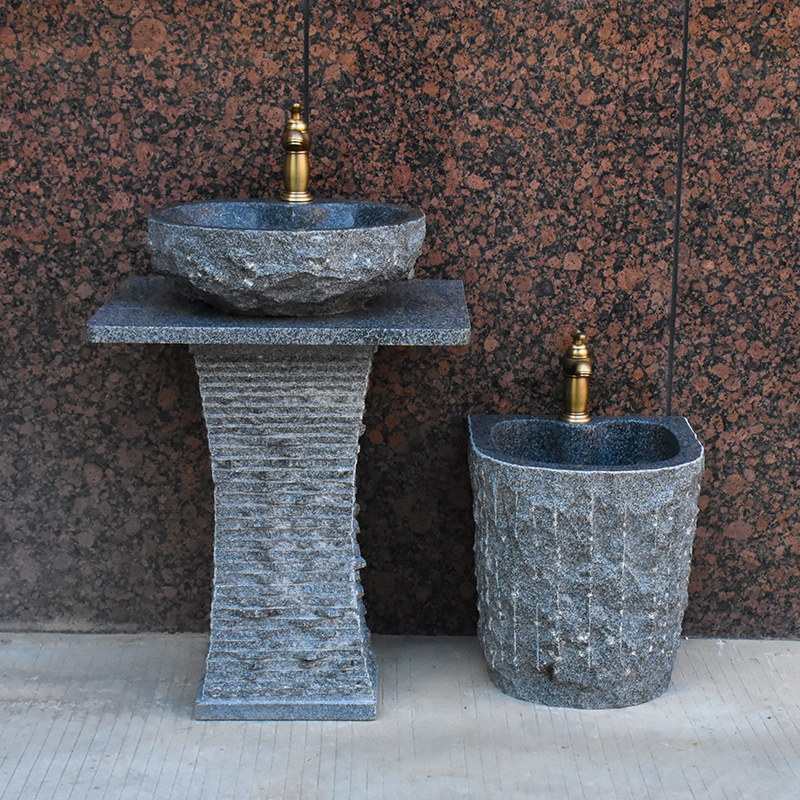 Stone wash handle basin in one floor-style stone wash basin art balcony retro outdoor column basin wash basin