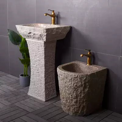 Stone washbasin integrated outdoor washbasin Powder room column washbasin pool Floor-to-ceiling balcony outdoor pool