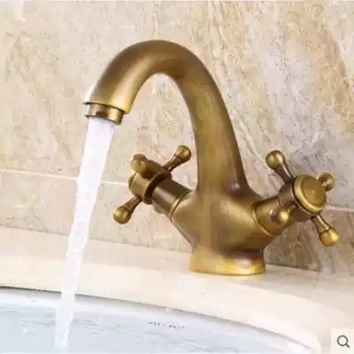 Antique faucet European-style basin faucet All-copper powder room retro washbasin basin faucet Hot and cold
