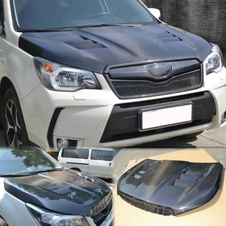 Подходит для Subaru 13-18 Forester четвертого поколения, модифицированного WRX, капот из углеродного волокна с открытым отверстием, подголовник капота Изображение 1