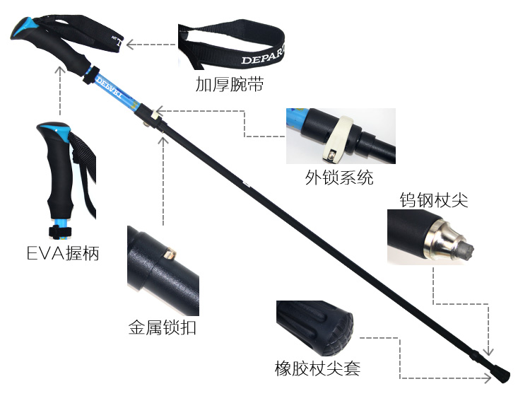 Gấp trekking cực ngoài trời khóa hợp kim nhôm telescopic carbon mía đi bộ đường dài siêu ánh sáng ngắn đi bộ dính leo núi thiết bị gậy đa năng