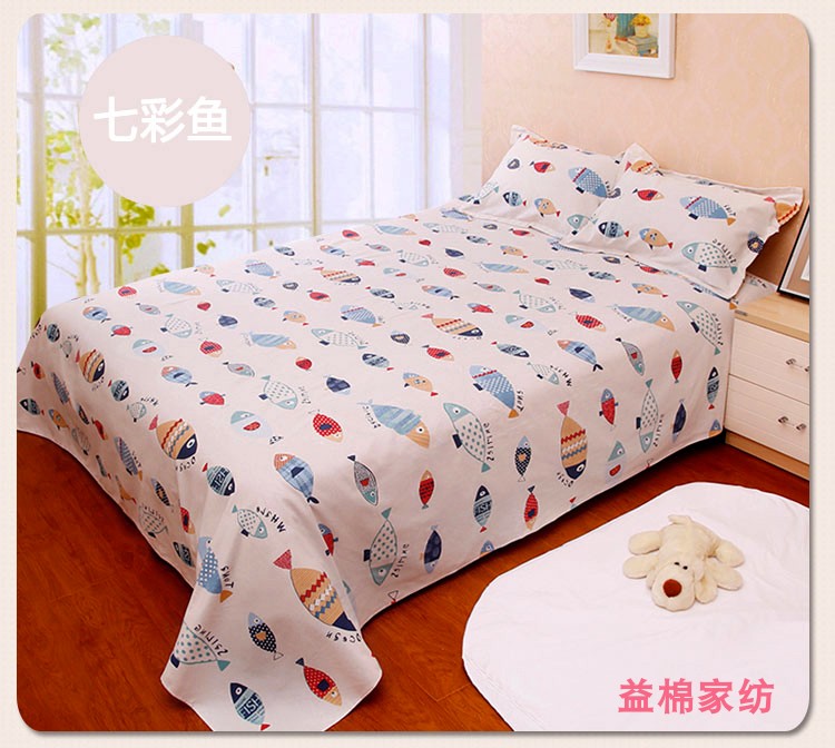 Bốn mùa cotton cũ vải thô hoạt động in một mảnh ba mảnh 100% cotton vải tươi toning và thấm mồ hôi thảm nỉ trải giường