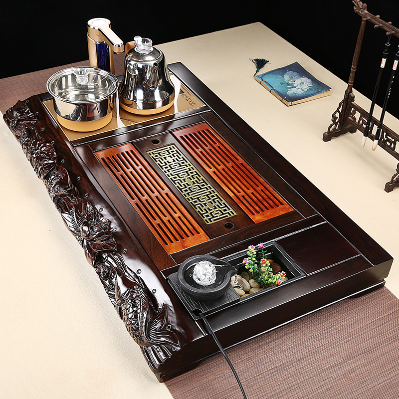 Ebony Wood tea tray high-grade kung fu tea set home living room automatic integrated Tea Table Office meeting