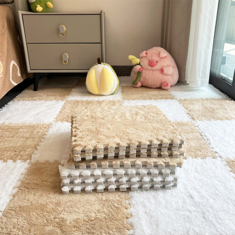 Plush Bedside Carpet for Bedroom, ins Style, Suitable for Girls' Room, Full Coverage, Large Area, Foam Interlocking Floor Mat, Washable Plush Bedside Carpet for Bedroom, ins Style, Suitable for Girls' Room, Full Coverage, Large Area, Foam Interlocking Floor Mat, Washable