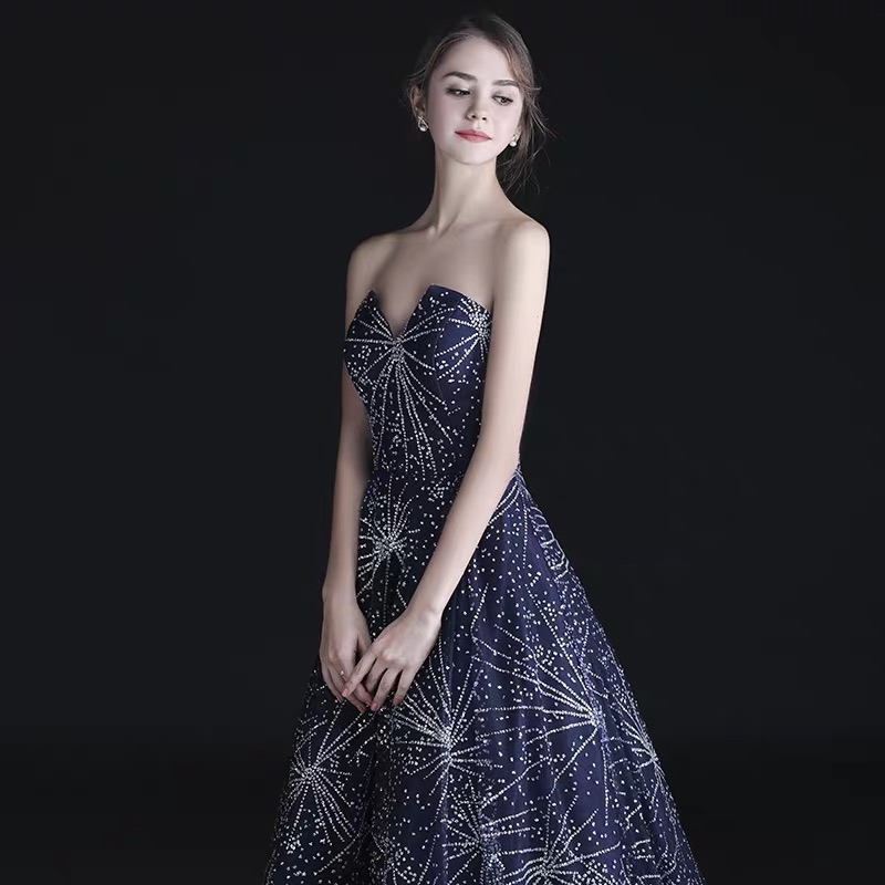 Long evening dress, tube top, starry sky, 2020, new collection Long evening dress, tube top, starry sky, 2020, new collection