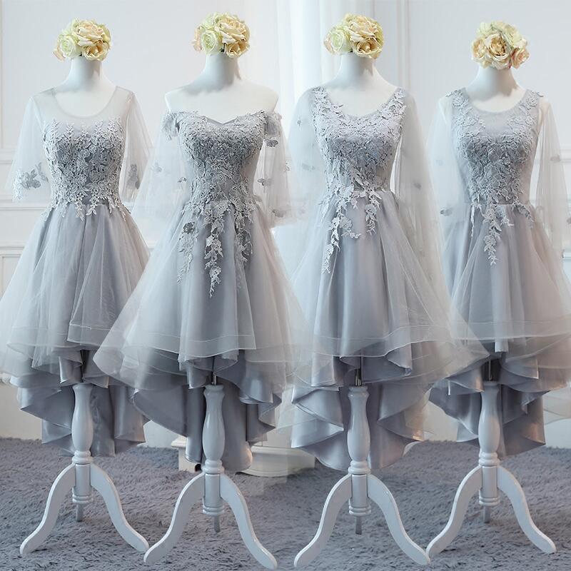 Bridesmaid dress, open shoulders, asymmetric cut, 2021 collection