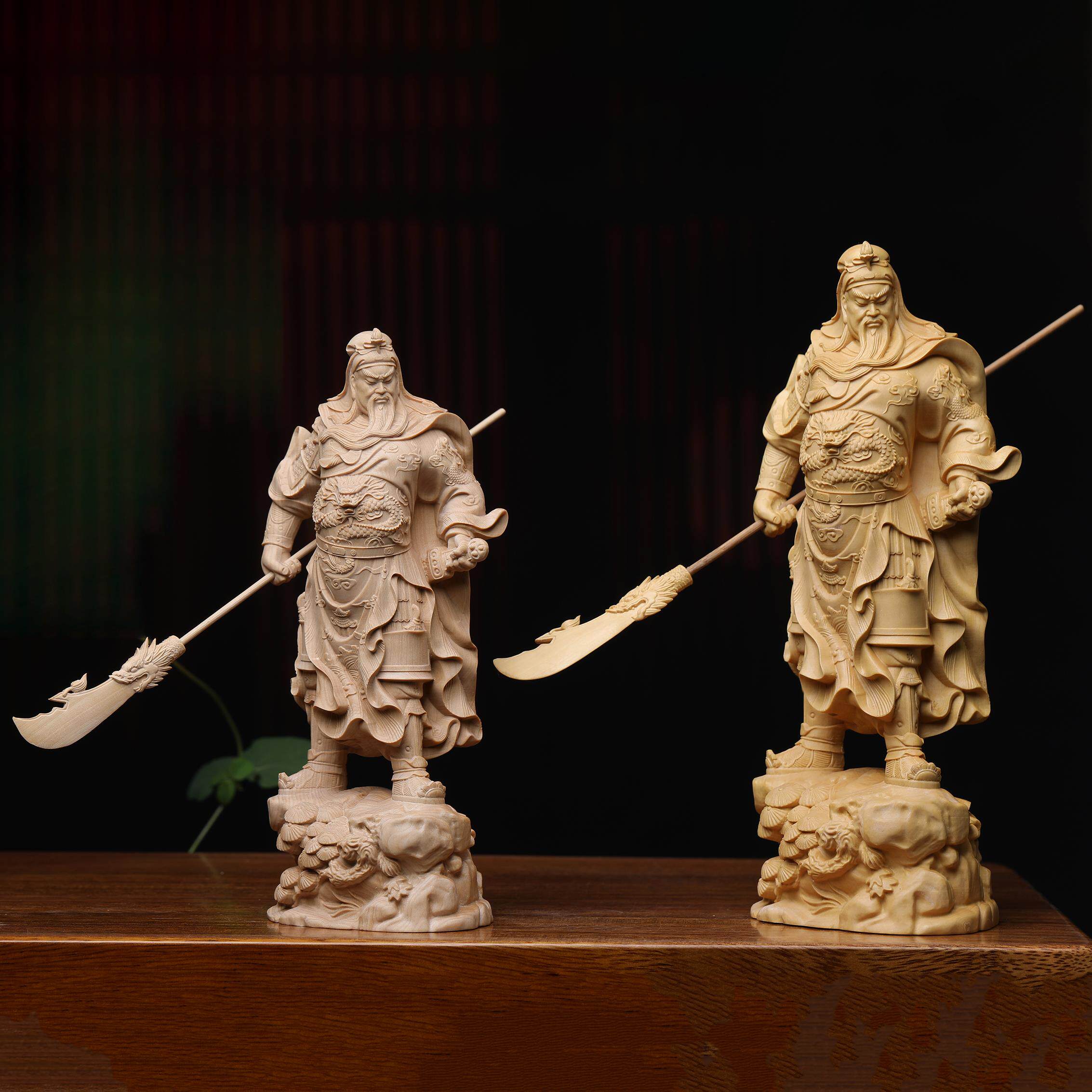 黄楊木実木彫刻、手把置物