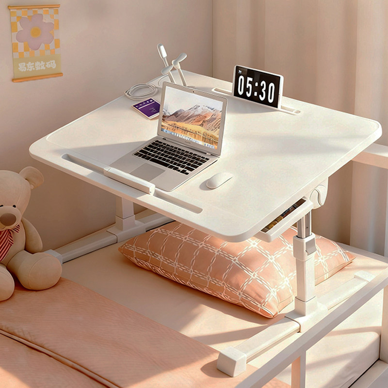 Foldable Adjustable Height Bed Desk for Studying, Dormitory Student Writing Desk, Small Table for Bed, Home Use, Bedroom, Floor, Bay Window, Kang Table, Lazy Office Laptop Stand, Simple Computer Desk