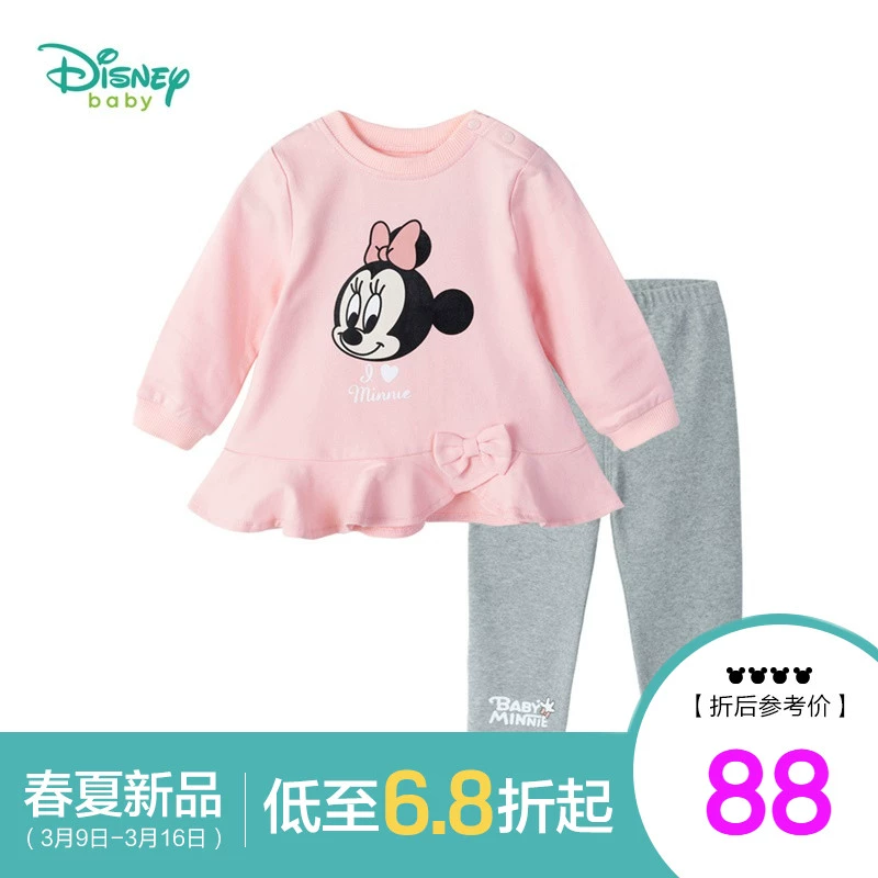 Quần áo trẻ em Disney mùa xuân ngọt ngào mùa xuân và mùa thu bé gái Mickey Minnie áo len kiểu nước ngoài phù hợp với mùa thu nữ - Phù hợp với trẻ em