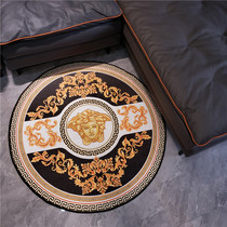 European-style round carpet multifunctional coffee table mat Carved velvet carpet Home living room bedroom cushion non-slip floor mat