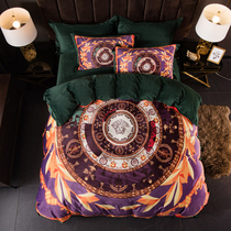 European-style Medusa bedding winter thickened warm four-piece set Li velvet duvet cover sheets bed sheet printing four-piece set