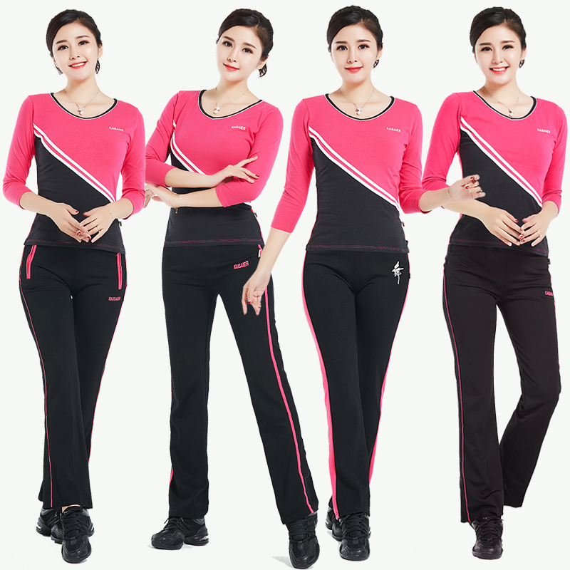 Autumn Winter Style Square Dance Costumes women's elastic display slim cotton quality jumping drills Practice Martial Arts Group Performance Bodybuilding and Gymnastics Suit