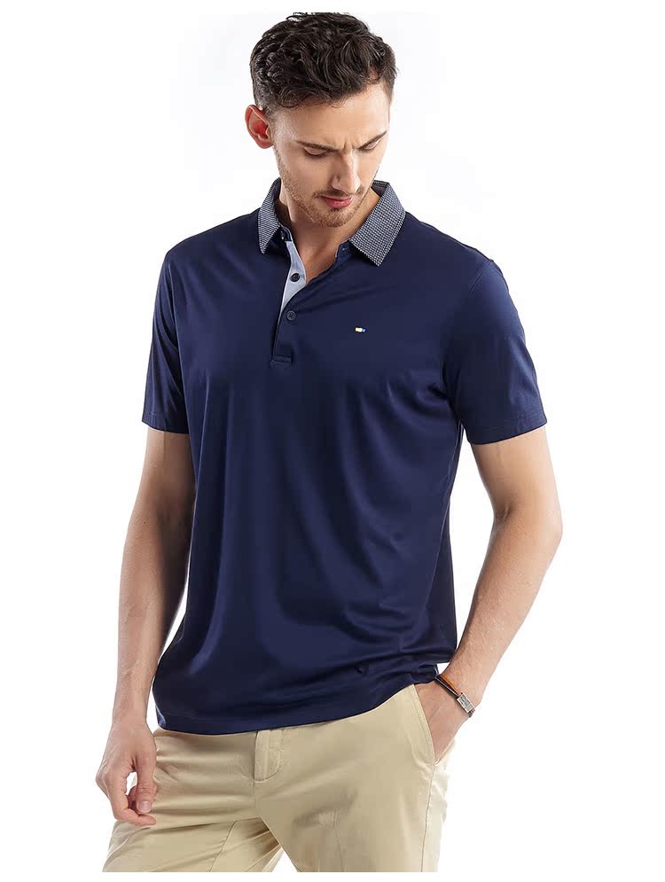 POLO tay áo ngắn màu trơn áo polo đen