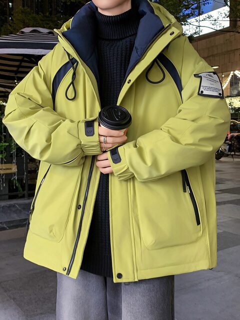 Men's Winter Outdoor down Jacket, Cold-Proof and Warm Coat, Trendy Brand for Teenagers, Three-Proof Workwear Style, Windproof and Cold-Resistant Clothing