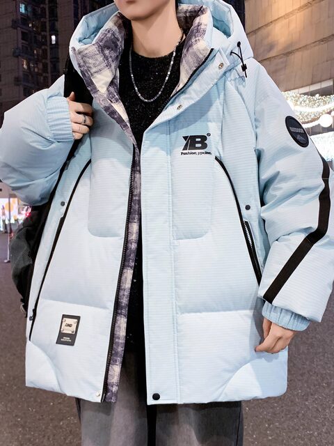 Winter Hooded Cotton Jacket for Teenage Boys, College Style, Trendy, Versatile, Loose Fit, Thickened, Warm, Cold-Proof Student Coat