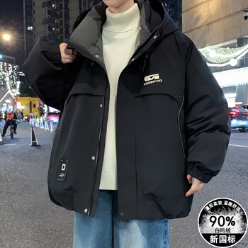 Youth Workwear Style down Jacket Winter New Style 90 White Duck down Hooded Jacket Men's Windproof Warm Cold-Proof Clothing