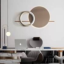 Modern wrought iron wall decoration wall pendant living room sofa background wall round with lamp light luxury metal creative decoration