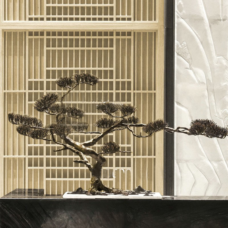 Large welcome pine metal art ornaments lobby landing hotel club Chinese porch decoration desktop furnishings