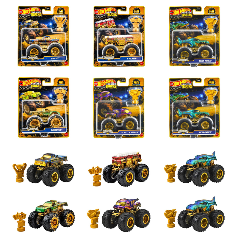 Hot Wheels Monster Truck Championship Trophy Series 6 Units, Full Box