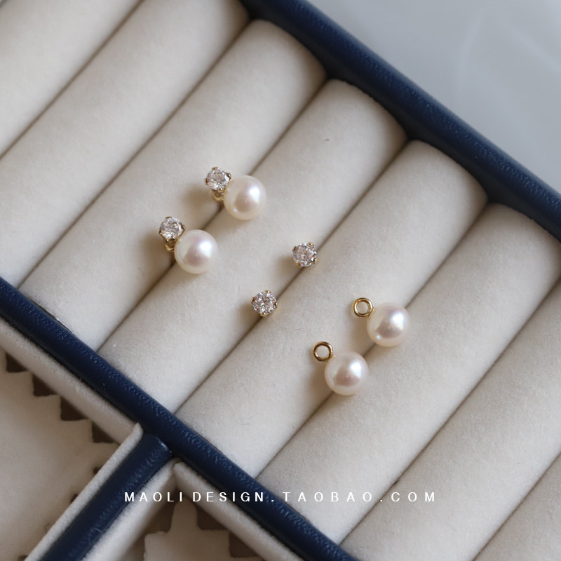 MAOLI Pear Flower Original 14k Bag Gold Natural Pearl Earring Simple Little - proof Female