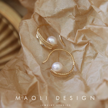 MAOLI Morning Plume High Quality Custom Temperament Brief About 925 Pure Silver Gilded Natural Freshwater Pearl Earrings Earrings