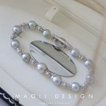 MAOLI Dream Sea Natural Real Multitwist Sea Pearl Bracelet 925 Silver Profiled Baroque Bracelet Bracelet