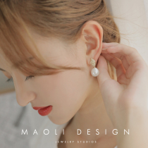 MAOLI Autumn Ears Retro Palace Drop Leaves Natural Fresh Water Baroque Pearl Earrings 925 Pure Silver Gold Plated